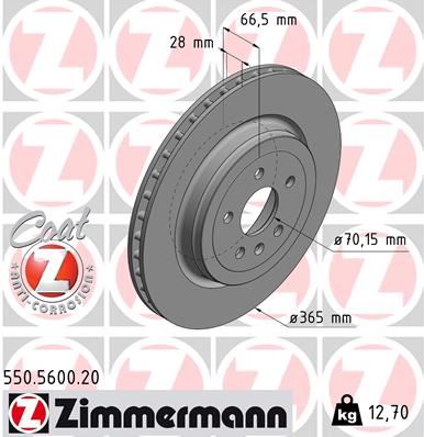 ZIMMERMANN 550.5600.20 Fren Sistemleri Fren Diski - TESLA MODEL S (5YJS) uyumlu