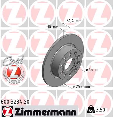ZIMMERMANN 600.3234.20 Fren Sistemleri Fren Diski - SEAT LEON (1P1) uyumlu