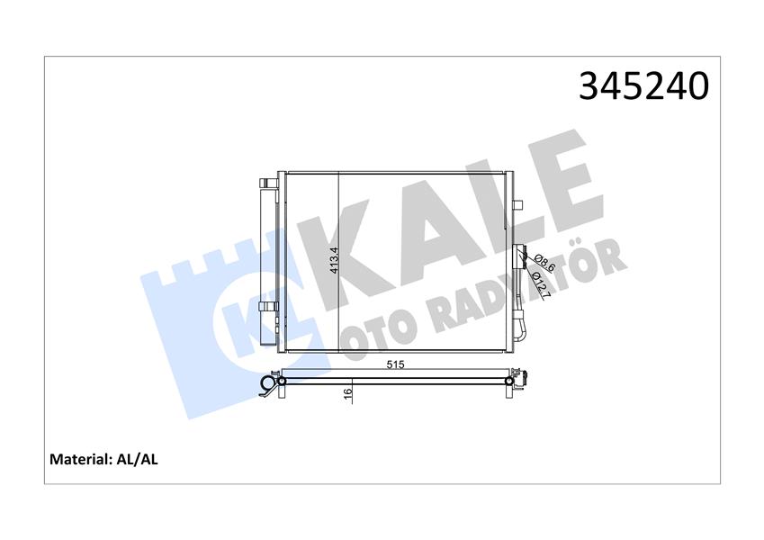KALE OTO RADYATÖR 345240 İklimlendirme Sistemi Klima Radyatörü - KIA SOUL I (AM) uyumlu