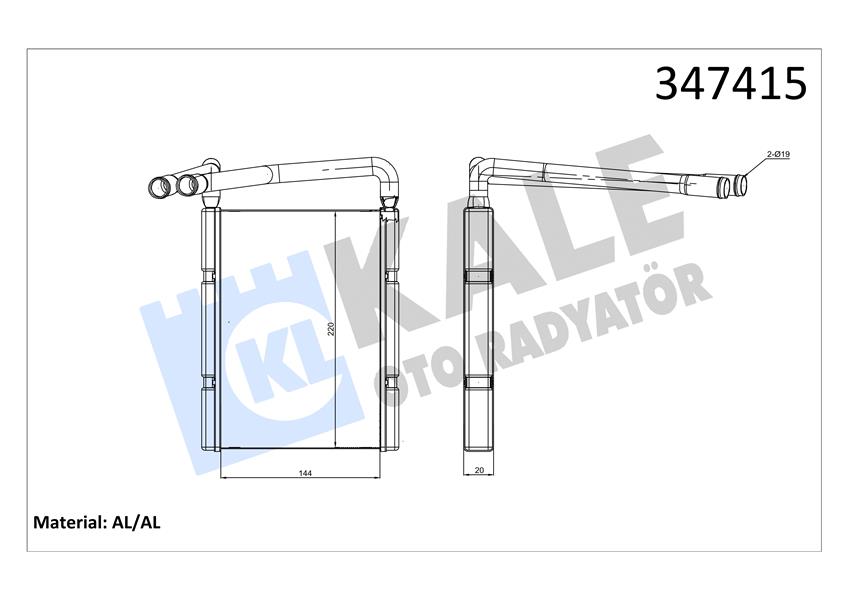 KALE OTO RADYATÖR 347415 İklimlendirme Sistemi İç Mekan Isı Değiştirici - KIA RIO II (JB) uyumlu