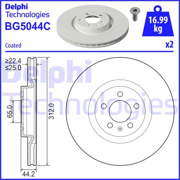 DELPHI BG5044C Fren Sistemleri Fren Diski - AUDI A1 Sportback (GBA) uyumlu