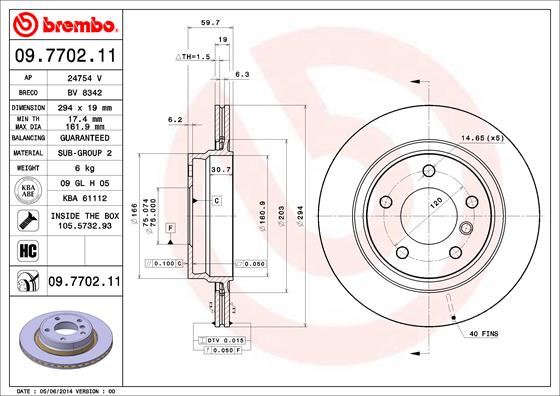 BREMBO 09.7702.11 Fren Sistemleri Fren Diski - BMW 3 (E46) uyumlu