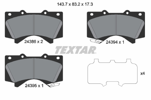 TEXTAR 2438601 Fren Sistemleri Fren Balatası - TOYOTA LAND CRUISER 200 (_J2_) uyumlu