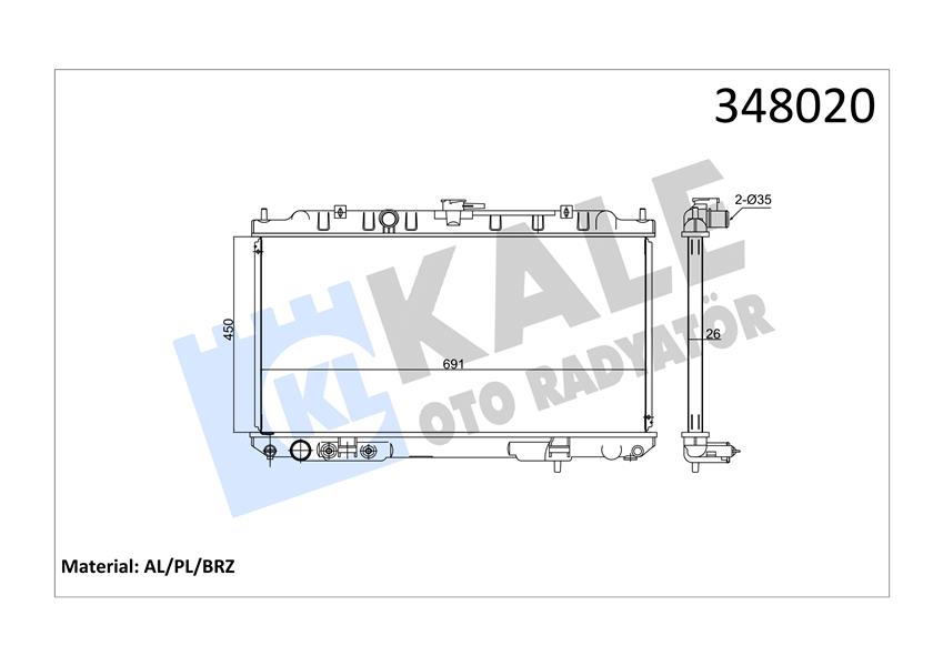 KALE OTO RADYATÖR 348020 Soğutma Sistemi Su Soğutucu & Parçaları - NISSAN X-TRAIL I (T30) uyumlu