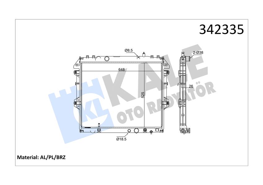KALE OTO RADYATÖR 342335 Soğutma Sistemi Su Soğutucu & Parçaları - TOYOTA HILUX VII Pick-up (_N1_, _N2_, _N3_) uyumlu
