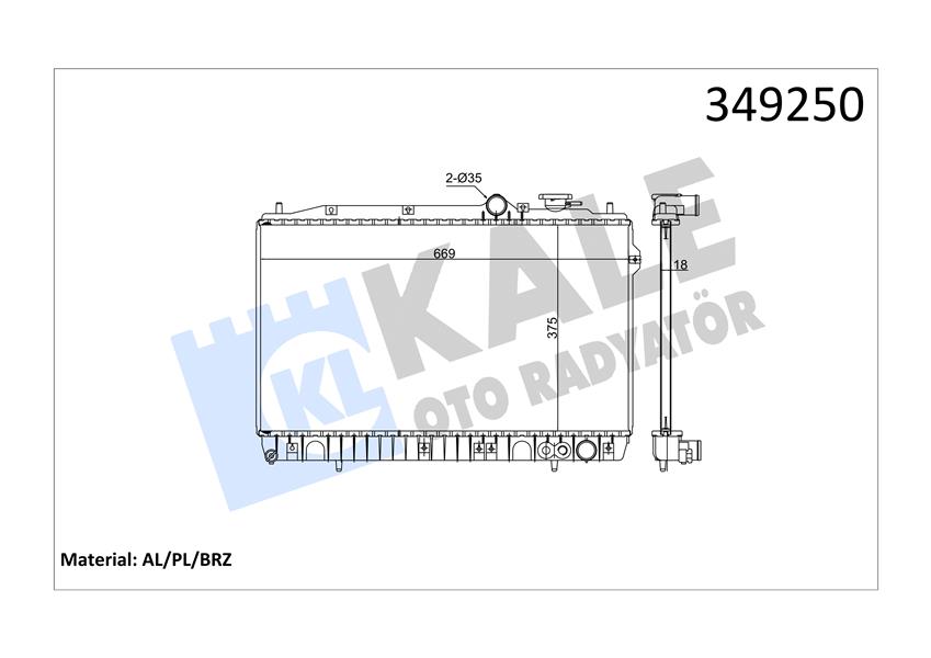 KALE OTO RADYATÖR 349250 Soğutma Sistemi Su Soğutucu & Parçaları - HYUNDAI LANTRA I (J-1) uyumlu