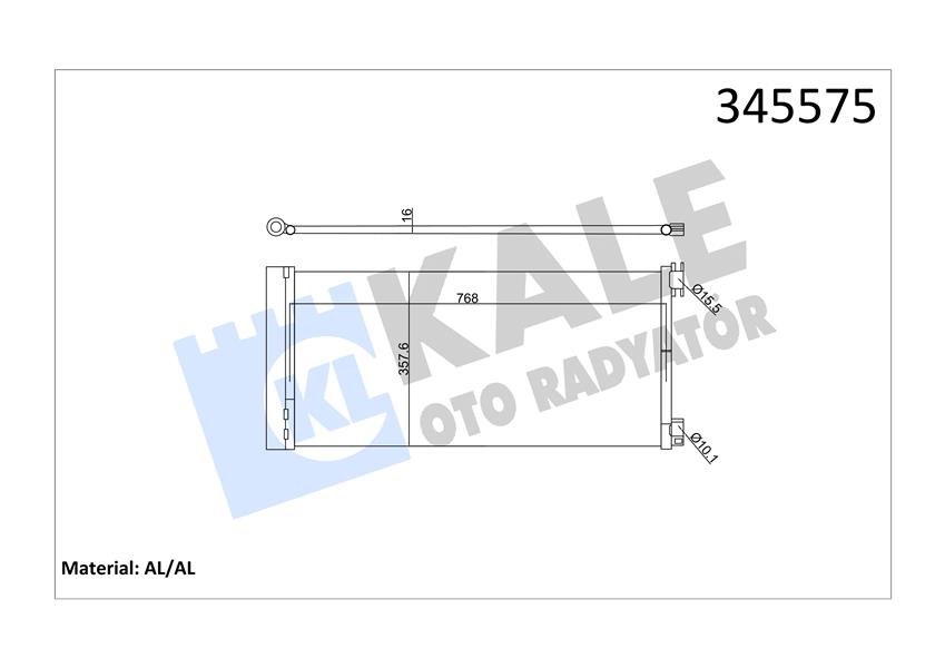 KALE OTO RADYATÖR 345575 İklimlendirme Sistemi Klima Radyatörü - RENAULT TRAFIC III Panelvan/Van (FG_) uyumlu