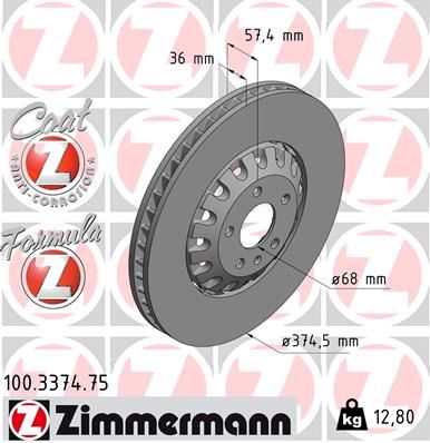 ZIMMERMANN 100.3374.75 Fren Sistemleri Fren Diski - AUDI Q7 (4MB, 4MG, 4MQ) uyumlu