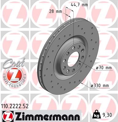 ZIMMERMANN 110.2222.52 Fren Sistemleri Fren Diski - ALFA ROMEO GIULIA (952_) uyumlu