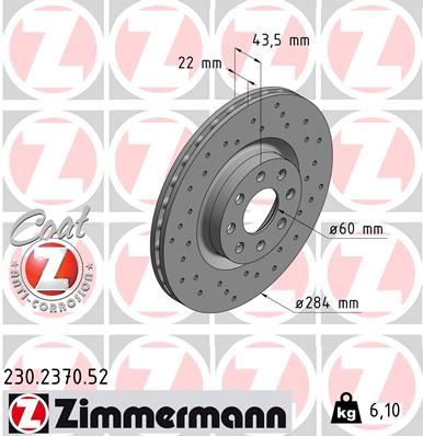 ZIMMERMANN 230.2370.52 Fren Sistemleri Fren Diski - FIAT PUNTO EVO (199_) uyumlu