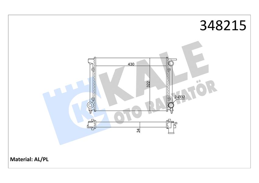 KALE OTO RADYATÖR 348215 Soğutma Sistemi Su Soğutucu & Parçaları - VW JETTA I (16) uyumlu