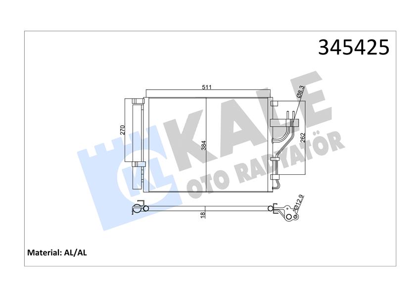 KALE OTO RADYATÖR 345425 İklimlendirme Sistemi Klima Radyatörü - KIA SPORTAGE III (SL) uyumlu