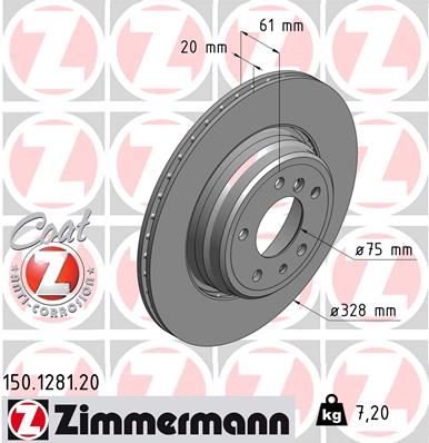 ZIMMERMANN 150.1281.20 Fren Sistemleri Fren Diski - BMW 7 (E38) uyumlu