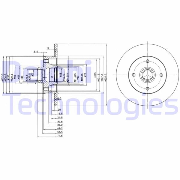 DELPHI BG2389 Fren Sistemleri Fren Diski - VW GOLF I (17) uyumlu