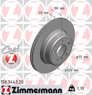 ZIMMERMANN 150.3443.20 Fren Sistemleri Fren Diski - BMW X5 (E53) uyumlu