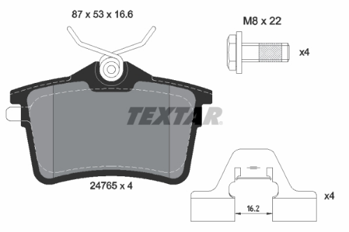 TEXTAR 2476501 Fren Sistemleri Fren Balatası - CITROËN C4 II (NC_) uyumlu