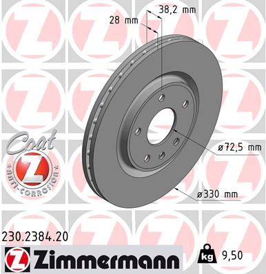 ZIMMERMANN 230.2384.20 Fren Sistemleri Fren Diski - FIAT FREEMONT (345_) uyumlu