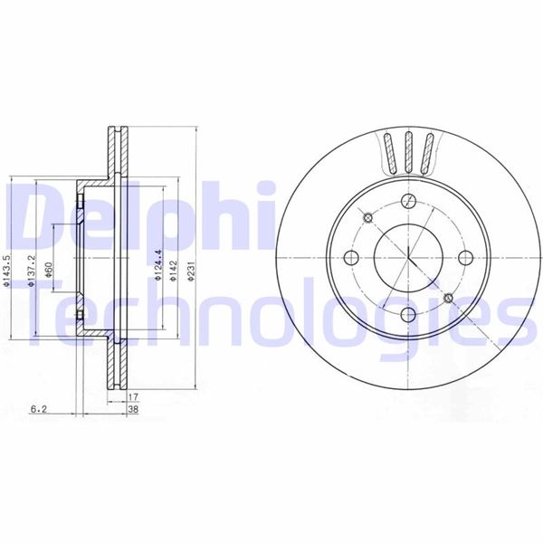 DELPHI BG4047 Fren Sistemleri Fren Diski - SUZUKI CARRY Panelvan/Van (FD) uyumlu