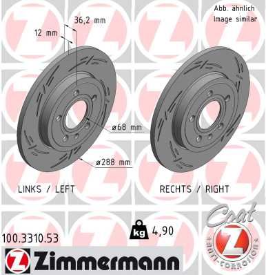 ZIMMERMANN 100.3310.53 Fren Sistemleri Fren Diski - AUDI A4 B6 Cabrio (8H7) uyumlu