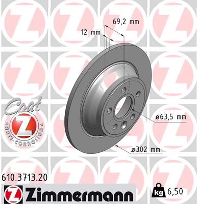 ZIMMERMANN 610.3713.20 Fren Sistemleri Fren Diski - VOLVO V70 III (135) uyumlu