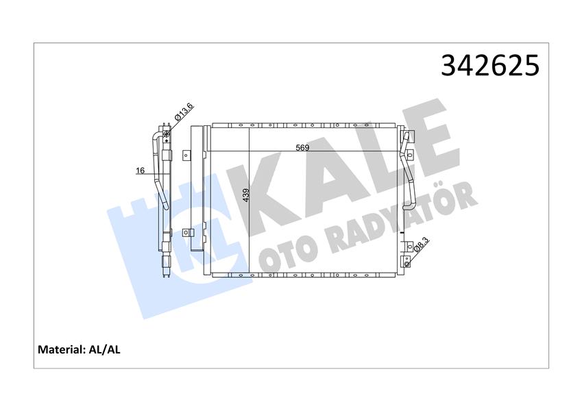 KALE OTO RADYATÖR 342625 İklimlendirme Sistemi Klima Radyatörü - KIA SORENTO I (JC) uyumlu