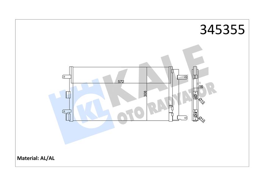 KALE OTO RADYATÖR 345355 İklimlendirme Sistemi Klima Radyatörü - FIAT DOBLO Kasa/büyük limuzin (223_) uyumlu