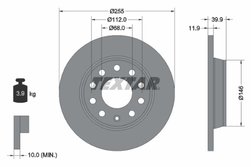 TEXTAR 92106303 Fren Sistemleri Fren Diski - AUDI A4 B6 (8E2) uyumlu