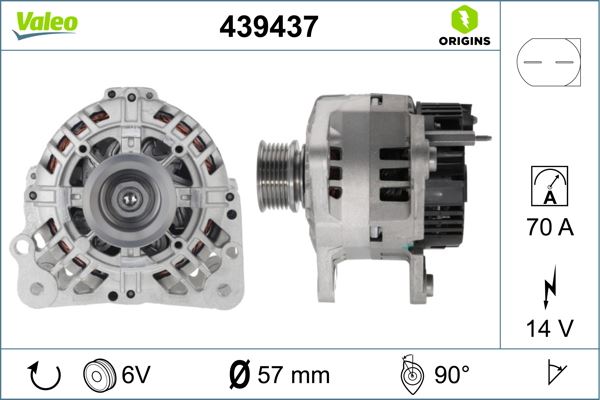 VALEO 439437 Elektrik Sistemi Alternatör - VW GOLF III (1H1) uyumlu