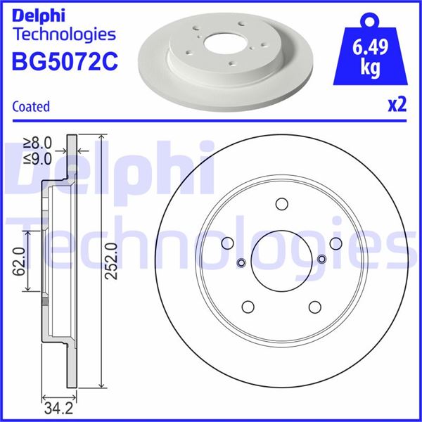 DELPHI BG5072C Fren Sistemleri Fren Diski - SUZUKI SWIFT V (AZ) uyumlu