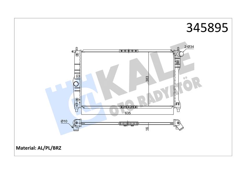 KALE OTO RADYATÖR 345895 Soğutma Sistemi Su Soğutucu & Parçaları - DAEWOO LANOS (KLAT) uyumlu