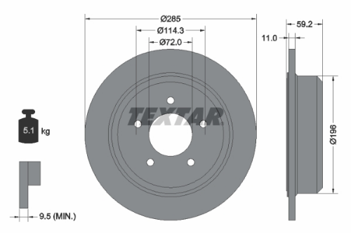 TEXTAR 92169403 Fren Sistemleri Fren Diski - JEEP WRANGLER I (YJ, SJ_) uyumlu