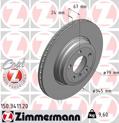 ZIMMERMANN 150.3411.20 Fren Sistemleri Fren Diski - BMW 7 (E65, E66, E67) uyumlu
