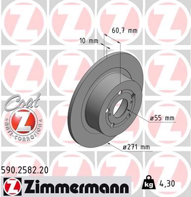ZIMMERMANN 590.2582.20 Fren Sistemleri Fren Diski - TOYOTA AVENSIS (_T22_) uyumlu