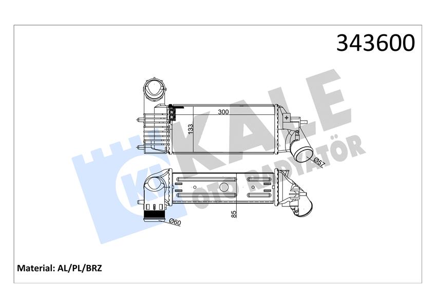 KALE OTO RADYATÖR 343600 Motor Turbo Radyatörü - PEUGEOT 406 (8B) uyumlu