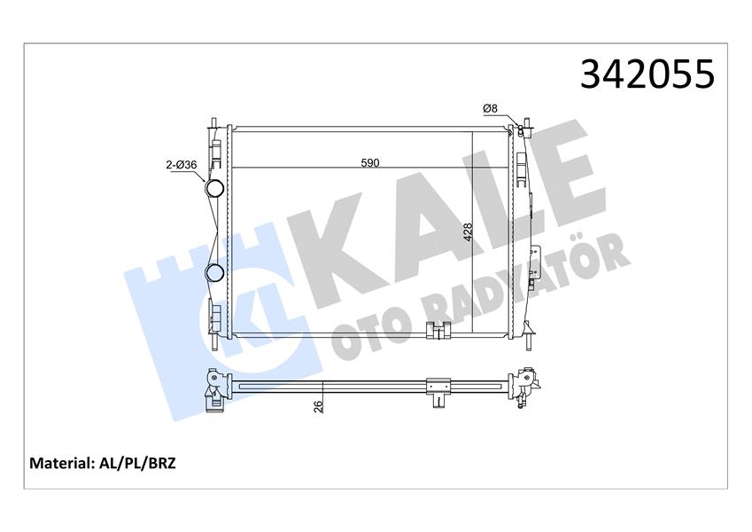 KALE OTO RADYATÖR 342055 Soğutma Sistemi Su Soğutucu & Parçaları - NISSAN QASHQAI I (J10, NJ10) uyumlu