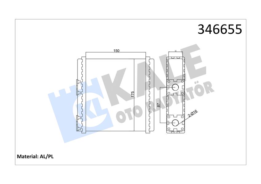 KALE OTO RADYATÖR 346655 İklimlendirme Sistemi İç Mekan Isı Değiştirici - NISSAN MAXIMA III (J30) uyumlu