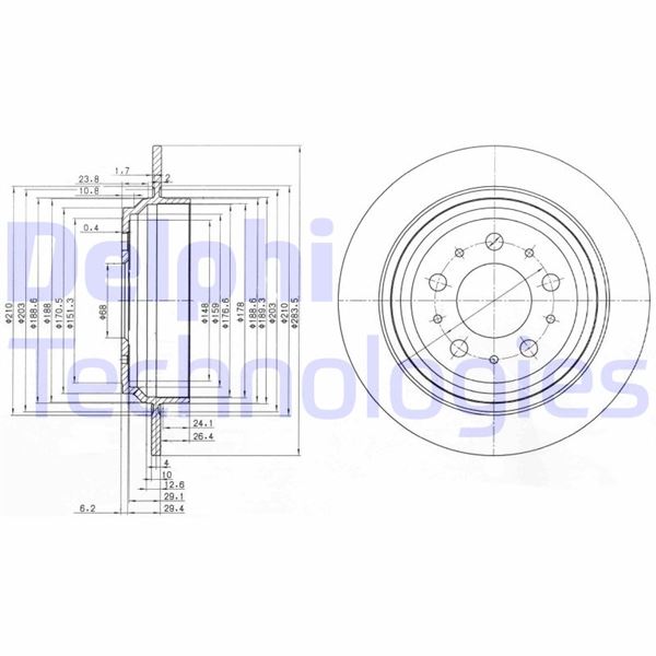 DELPHI BG3419 Fren Sistemleri Fren Diski - VOLVO 850 Station wagon (855) uyumlu