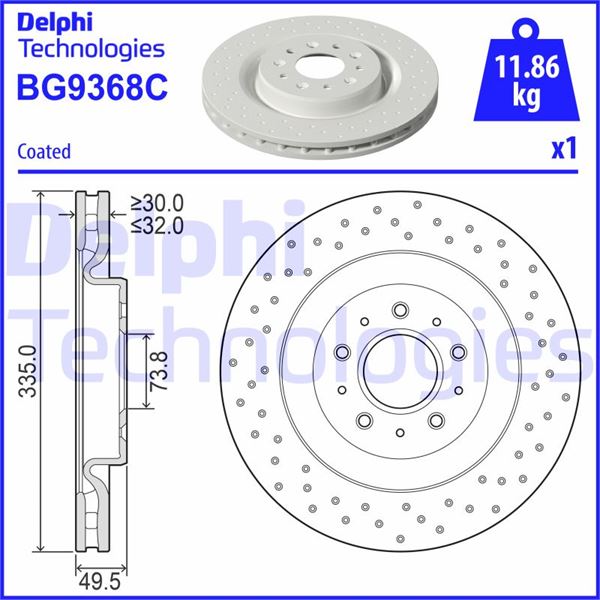 DELPHI BG9368C Fren Sistemleri Fren Diski - JAGUAR XK 8 Coupe (X100) uyumlu