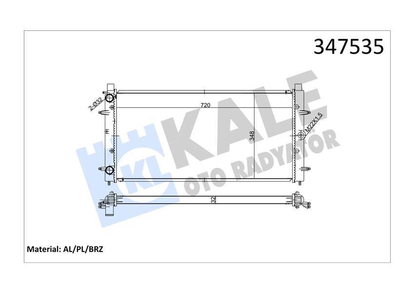 KALE OTO RADYATÖR 347535 Soğutma Sistemi Su Soğutucu & Parçaları - VW TRANSPORTER T4 Minibüs/Otobüs (70B, 70C, 7DB, 7DK, 70J, 70K, uyumlu