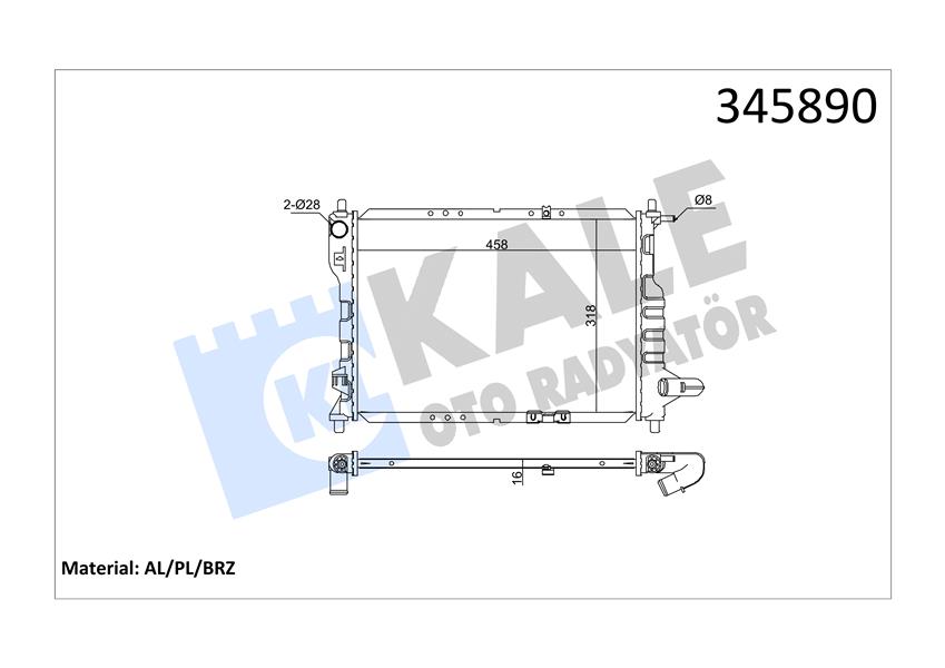 KALE OTO RADYATÖR 345890 Soğutma Sistemi Su Soğutucu & Parçaları - CHEVROLET MATIZ (M200, M250) uyumlu