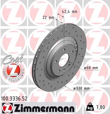 ZIMMERMANN 100.3336.52 Fren Sistemleri Fren Diski - AUDI A8 D4 (4H2, 4H8, 4HC, 4HL) uyumlu