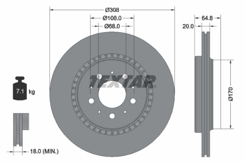 TEXTAR 92126803 Fren Sistemleri Fren Diski - VOLVO XC90 I (275) uyumlu