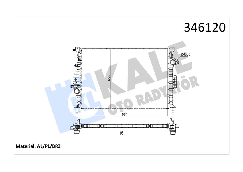 KALE OTO RADYATÖR 346120 Soğutma Sistemi Su Soğutucu & Parçaları - FORD C-MAX II (DXA/CB7, DXA/CEU) uyumlu