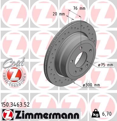 ZIMMERMANN 150.3463.52 Fren Sistemleri Fren Diski - BMW 1 Coupe (E82) uyumlu