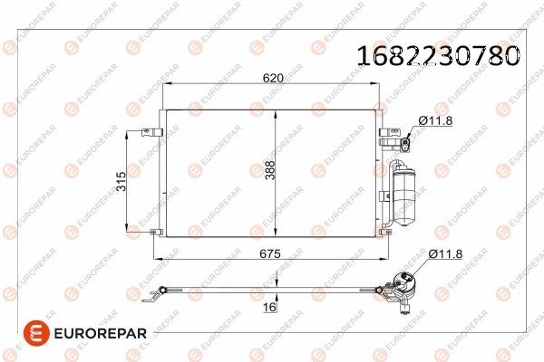 EUROREPAR 1682230780 İklimlendirme Sistemi Klima Radyatörü - CHEVROLET EPICA (KL1_) uyumlu