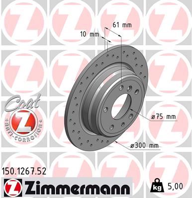 ZIMMERMANN 150.1267.52 Fren Sistemleri Fren Diski - BMW 5 (E34) uyumlu