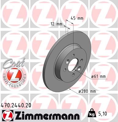 ZIMMERMANN 470.2440.20 Fren Sistemleri Fren Diski - RENAULT KANGOO (KC0/1_) uyumlu