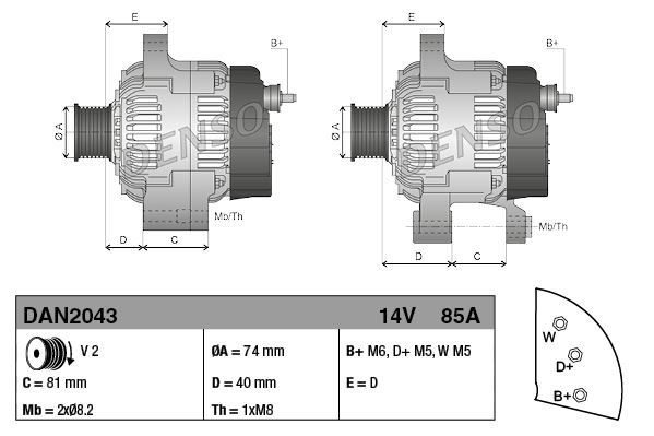 DENSO DAN2043 Elektrik Sistemi Alternatör - ARMATRAC Serie-11 uyumlu