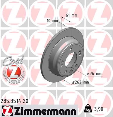 ZIMMERMANN 285.3514.20 Fren Sistemleri Fren Diski - KIA CEE'D SW (ED) uyumlu