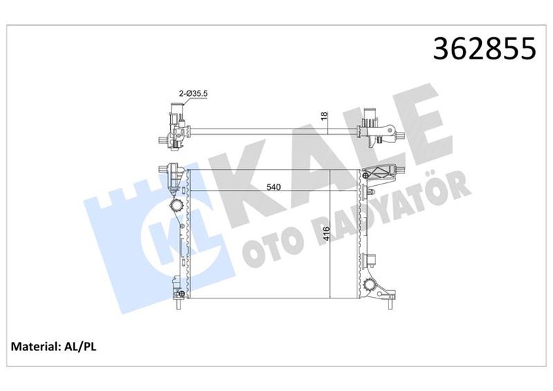 KALE OTO RADYATÖR 362855 Soğutma Sistemi Su Soğutucu & Parçaları - FIAT 500L (351_, 352_) uyumlu
